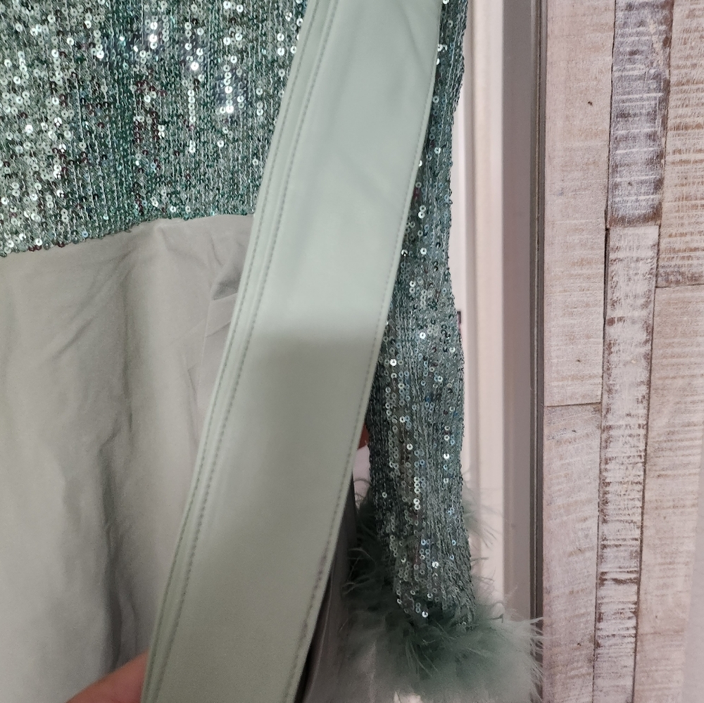 Lavish Alice Sequin Feather Trim Midi - Picture 13 of 15